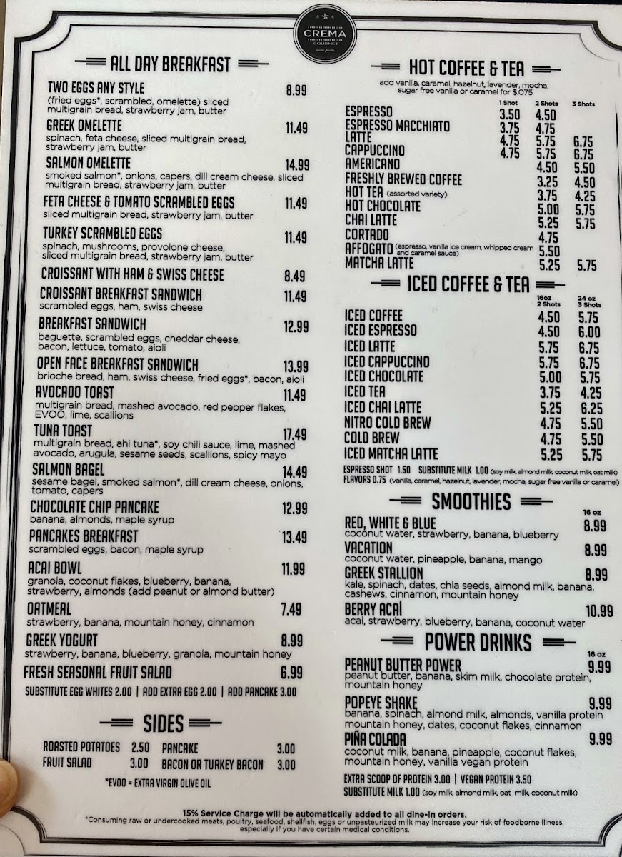 Crema Gourmet Menu - Image 1